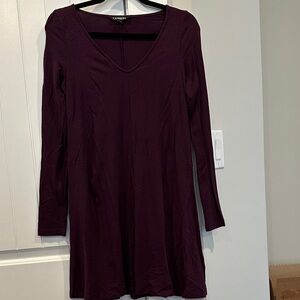 Express Dark Purple Long Sleeve Dress
